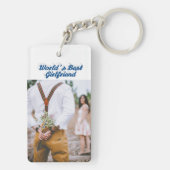 Vriendin foto zee blauw script sleutelhanger (achterkant)