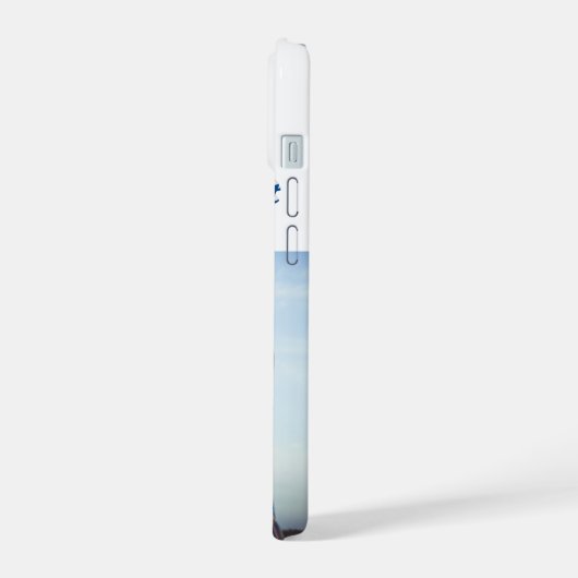 Vriendin Foto zee blauwe typografie iPhone 15 Case (Linkerkant)