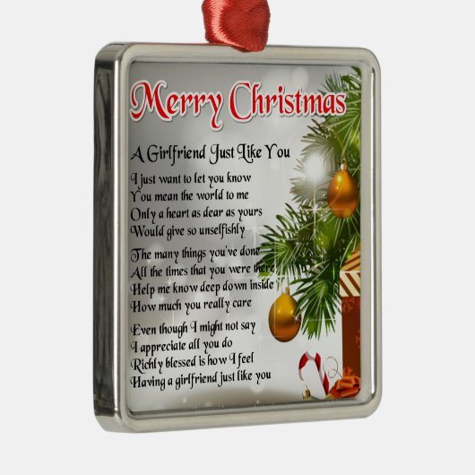 Vriendin gedicht - kerstontwerp metalen ornament (Rechts)