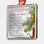 Vriendin gedicht - kerstontwerp metalen ornament (Links)