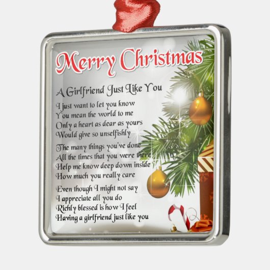 Vriendin gedicht - kerstontwerp metalen ornament (Links)