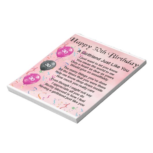 Vriendin gedicht - ontwerp voor 30e verjaardag notitieblok (Linkerzijde)