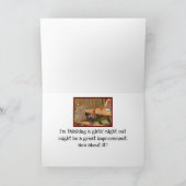 VRIENDIN HUMOR/VROUW EETTEND MET EEN KIP KAART (Binnen)