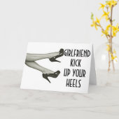VRIENDIN KICK UP OF KICK OFF YOUR HEELS VERJAARDAG KAART (Gele Bloem)