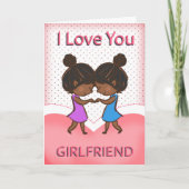 Vriendin, Lesbienne, Schattige Liefdevolle Afro-Am Kaart (Voorkant)