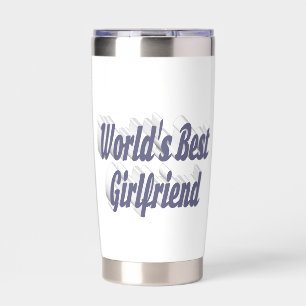 Vriendin met grijze halve typografie geïsoleerde drinkbeker