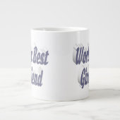 Vriendin met grijze halve typografie grote koffiekop (Voorkant)