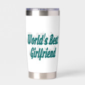 Vriendin met groene halve typografie geïsoleerde drinkbeker (Achterkant)