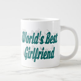 Vriendin met groene halve typografie grote koffiekop