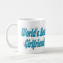 Vriendin met luchtblauwe half typografie koffiemok