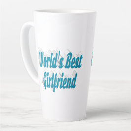 Vriendin met luchtblauwe typografie latte mok
