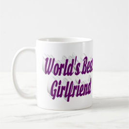 Vriendin met paarse half typografie koffiemok