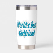 Vriendin met sky blue halve typografie geïsoleerde drinkbeker (Achterkant)