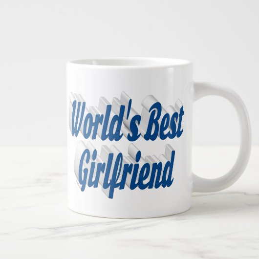 Vriendin met zee blauwe halve typografie grote koffiekop (Rechts)