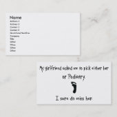 Vriendin of podiatrie kiezen visitekaartje (Voorkant / Achterkant)