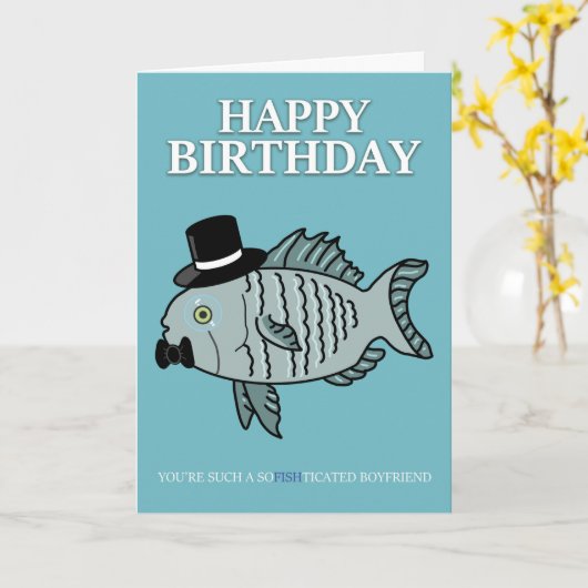 Vriendin Verjaardag Fish Pun Joke Kaart (Gele Bloem)