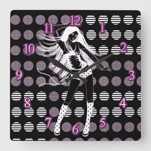 vriendin vierkante klok (Voorkant)