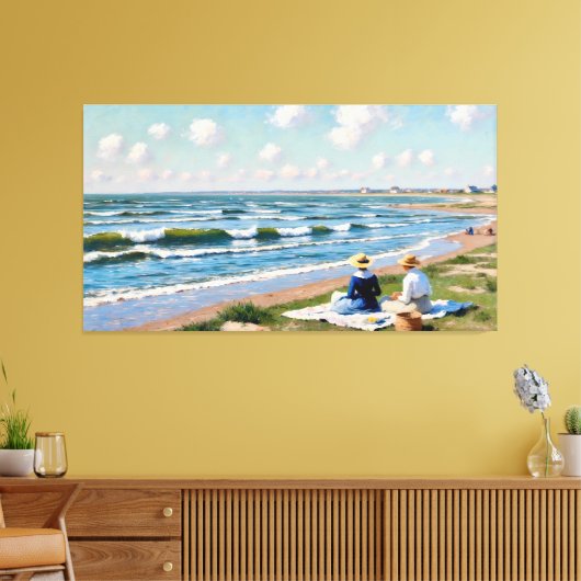 Vriendinnen aan de Kust Canvas Afdruk (Insitu (Woonkamer))
