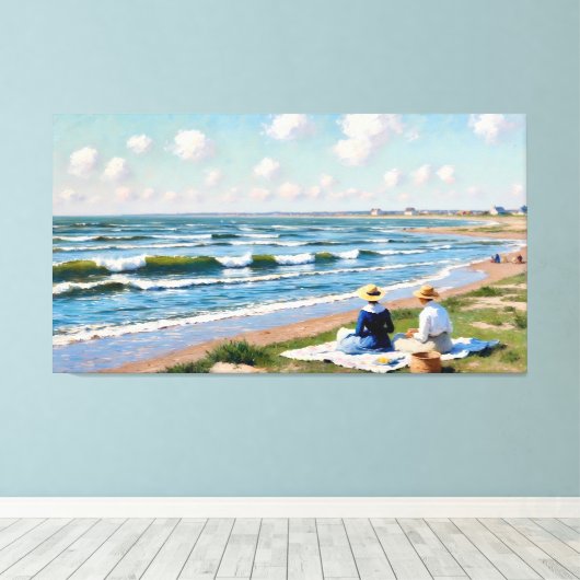 Vriendinnen aan de Kust Canvas Afdruk (Insitu (Houten vloer))