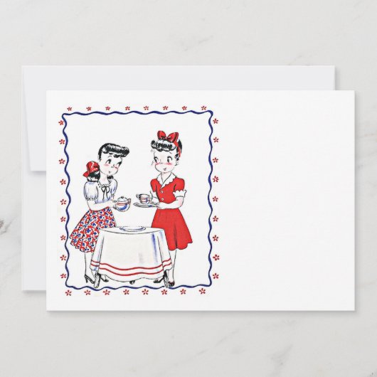 Vriendinnen BFF Tea Party blanco uitnodiging (Voorkant)