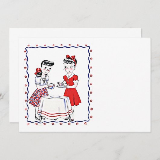 Vriendinnen BFF Tea Party blanco uitnodiging (Voorkant / Achterkant)