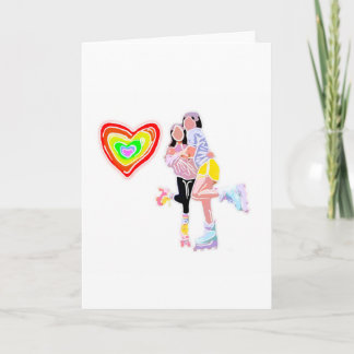 Vriendinnen Roller Schaats Rainbow Heart Kaart