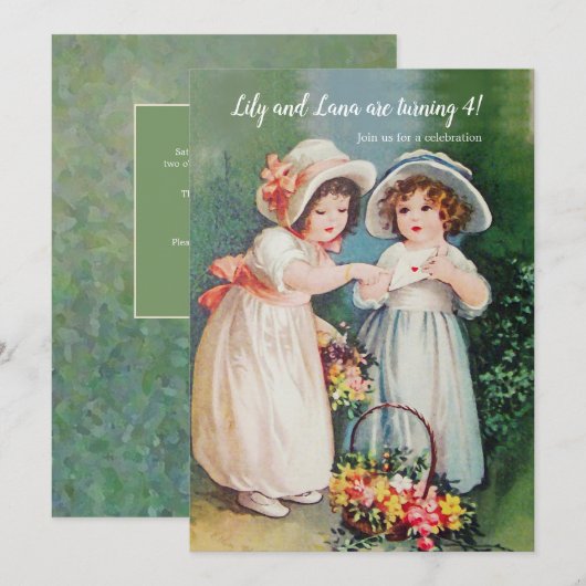 Vriendinnen Vintage Kaart (Voorkant / Achterkant)