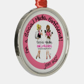 Vriendinnen voor sociale media metalen ornament (Rechts)