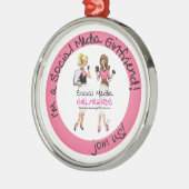 Vriendinnen voor sociale media metalen ornament (Links)