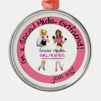 Vriendinnen voor sociale media metalen ornament