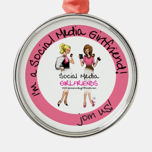 Vriendinnen voor sociale media metalen ornament (Voorkant)