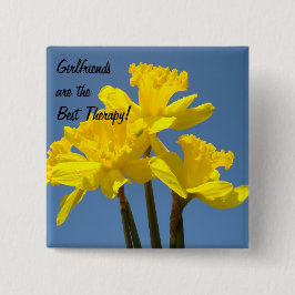 Vriendinnen zijn de Beste Therapie! knoppen Narcis Vierkante Button 5,1 Cm