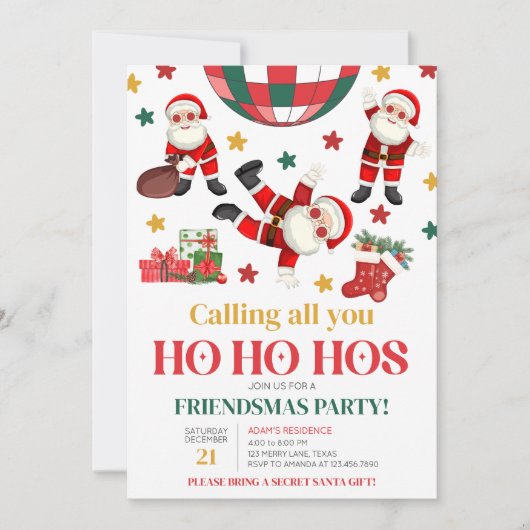 Vriendjes Grappig Kerstfeest Uitnodiging (Voorkant)