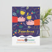 Vriendjes Meisjes Nacht Drink Kerstvrienden Kaart (Staand voorkant)