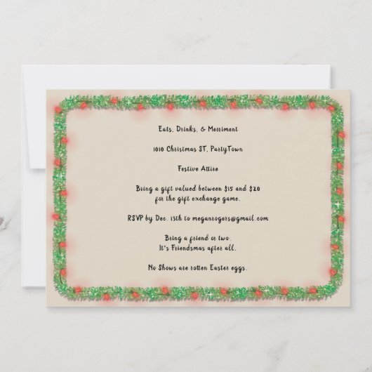 Vriendjesfeest uitnodigen | String Lights & Garlan Kaart (Achterkant)