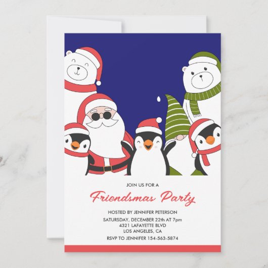 Vriendjesmensen uitnodigingen Cool Santa Polar Bee (Voorkant)