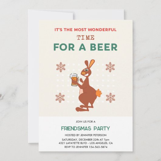 Vriendjesmensen uitnodigingen Funny Kangaroo Bier (Voorkant)