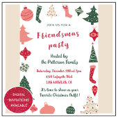 Vriendjesuitnodigingen Schattige kerstpatroon Kaart