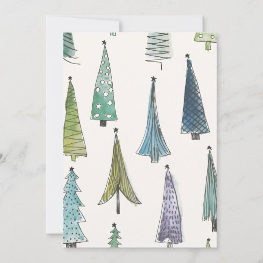 Vriendjesuitnodigingen Schattigee kerstbomen groen Kaart (Achterkant)