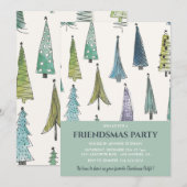 Vriendjesuitnodigingen Schattigee kerstbomen groen Kaart (Voorkant / Achterkant)