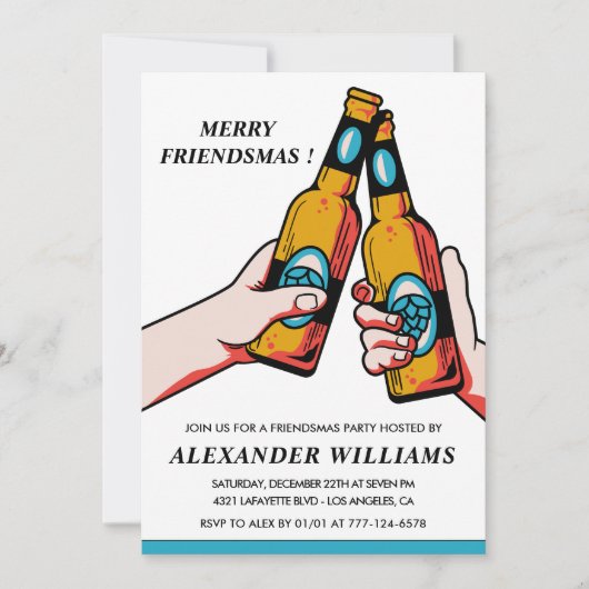 Vriendjesuitnodigingen Vrolijk Vriendschap Blauw Kaart (Voorkant)