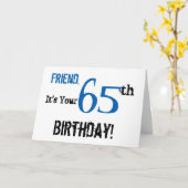 Vriend's 65ste verjaardag groet in zwart, blauw. kaart (Gele Bloem)