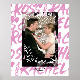 VRIENDS™  Ross en Rachel Gedroogde Harten Poster
