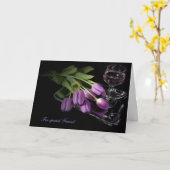 Vriend's verjaardag - tulpen en wijn kaart (Gele Bloem)