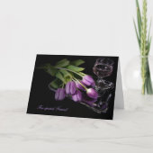 Vriend's verjaardag - tulpen en wijn kaart (Voorkant)