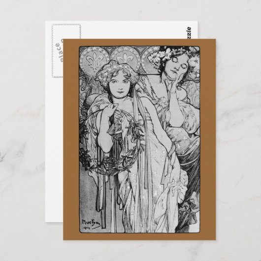 Vriendschap ~ Alphones Mucha ~ 1904 Briefkaart (Voorkant / Achterkant)