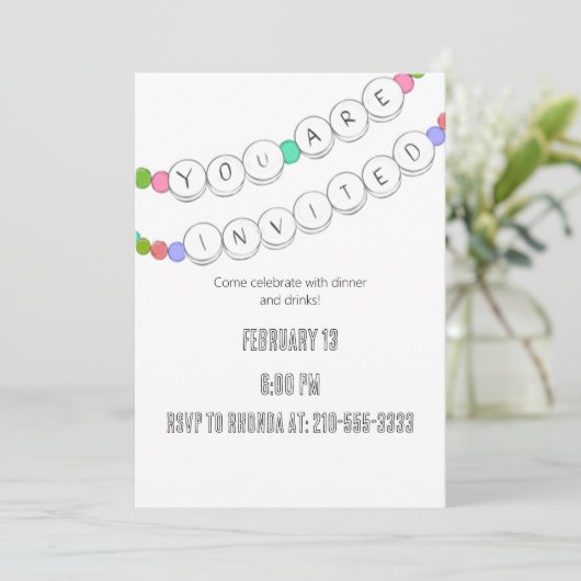 Vriendschap Armband Dames Nachtuitnodiging Kaart (Staand voorkant)