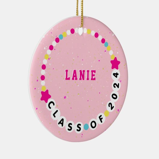 Vriendschap Armband Klasse van 2024 Afstuderen Roz Keramisch Ornament (Rechts)
