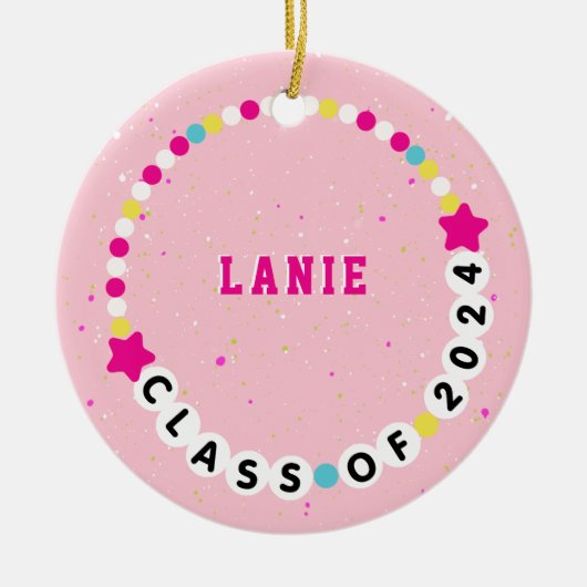 Vriendschap Armband Klasse van 2024 Afstuderen Roz Keramisch Ornament (Voorkant)