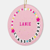 Vriendschap Armband Klasse van 2024 Afstuderen Roz Keramisch Ornament (Links)